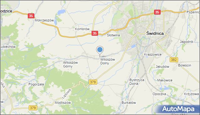 mapa Witoszów Dolny, Witoszów Dolny na mapie Targeo